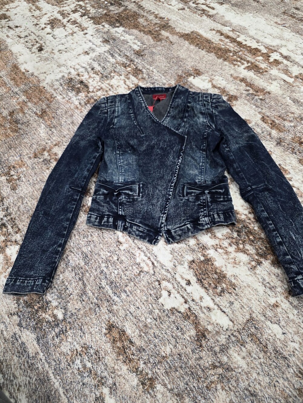 Vero Moda NWT Odelia Acid Wash Denim Blazer Jacket Asymmetric XS 34 Y2K